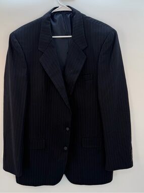 🖤 Brookcraft Vintage Navy Pinstripe Blazer — Size 42L